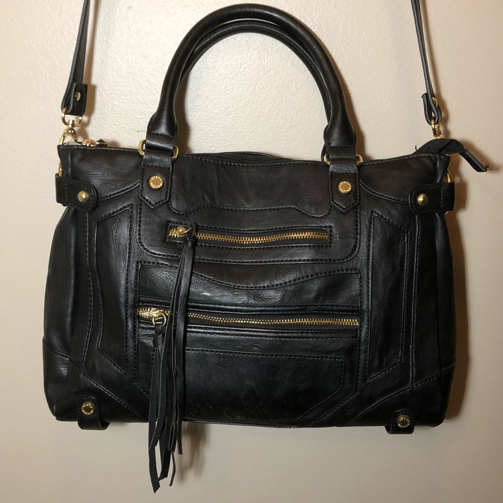 Steve Madden Black and Gold Satchel w Crossbody